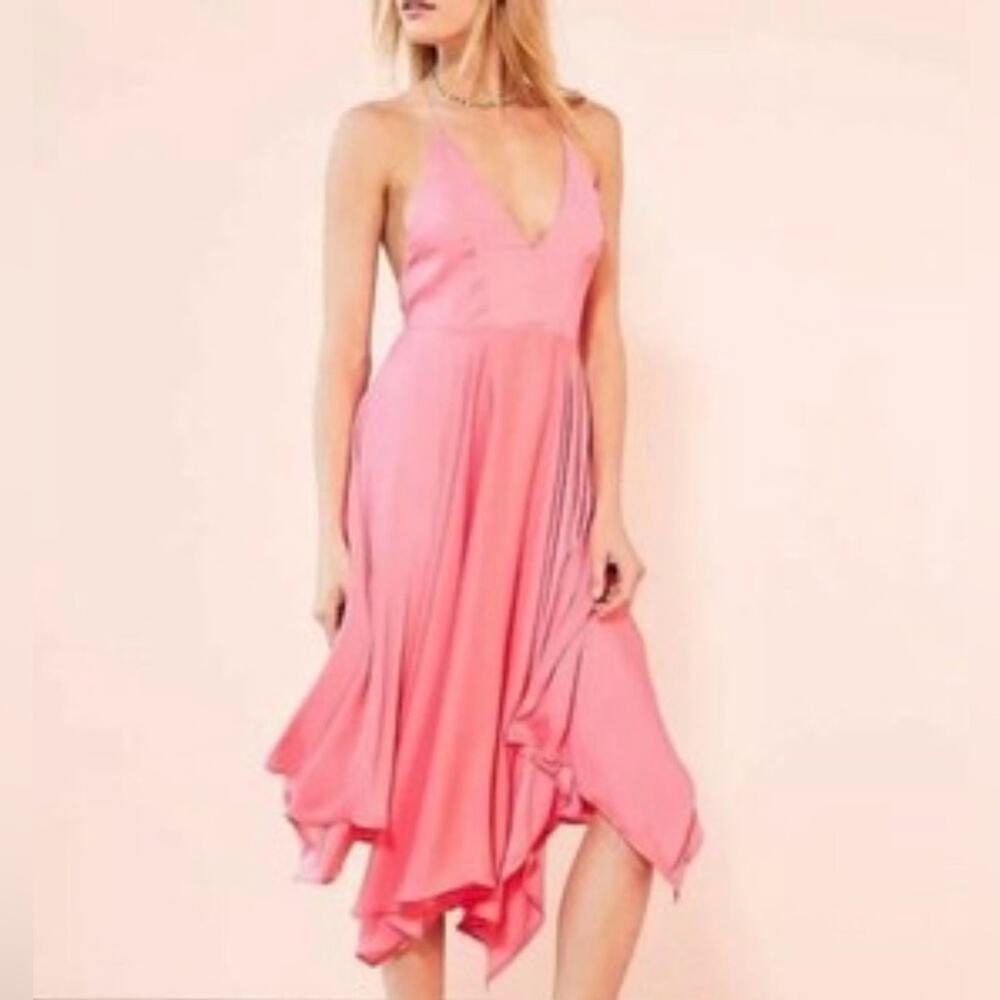 Urban Outfitters Kimchi Blue Vida Satin Handkerchief Midi Dress Size 2